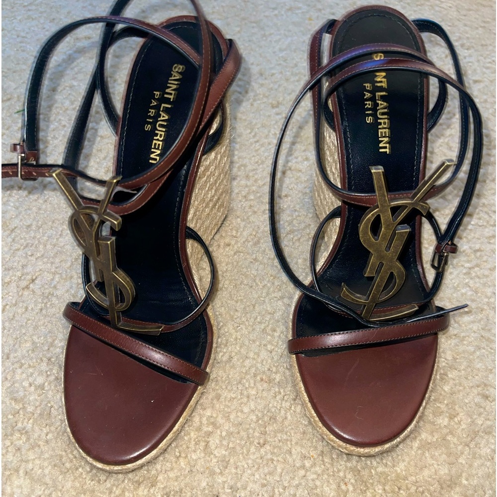 Saint Laurent Cassandra wedge sandals size 39 Great Condition 100% authentic